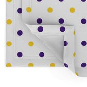 Purple and yellow team color polka dot white