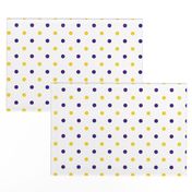 Purple and yellow team color polka dot white