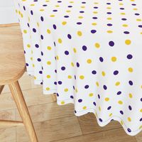 Purple and yellow team color polka dot white