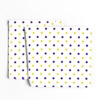 Purple and yellow team color polka dot white