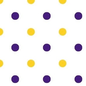 Purple and yellow team color polka dot white