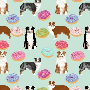 aussie dogs donuts cute mint fabric best doughnuts fabric cute australian shepherd fabric