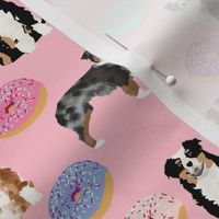 australian shepherds pink dog fabric cute donuts  fabric sweets pink  aussie dog cute dog design dog patterns cute 