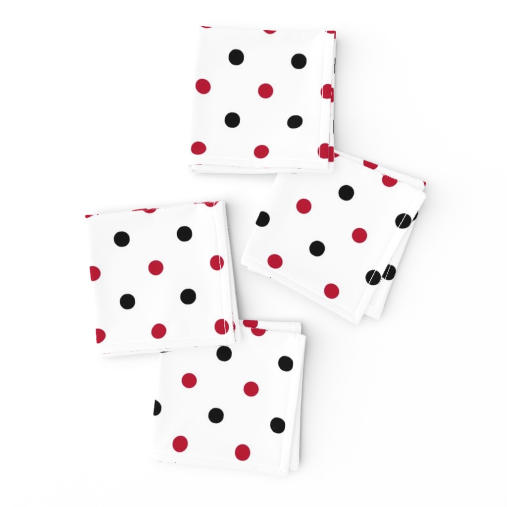 Red and black team color Polka dot white