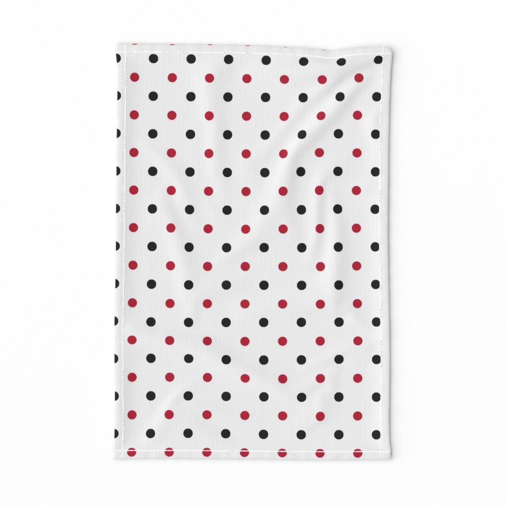 Red and black team color Polka dot white