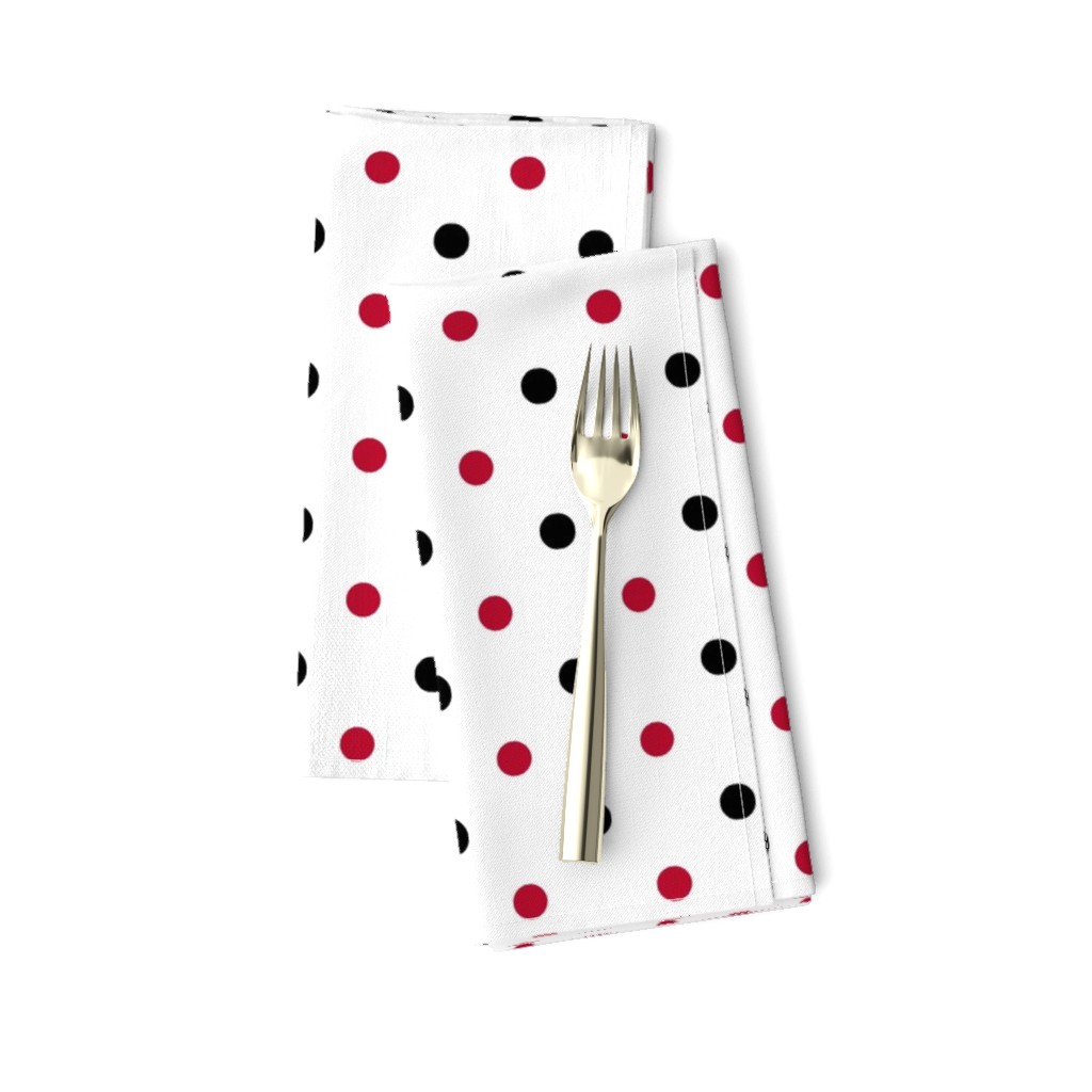 Red and black team color Polka dot white