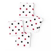 Red and black team color Polka dot white