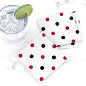 Red and black team color Polka dot white