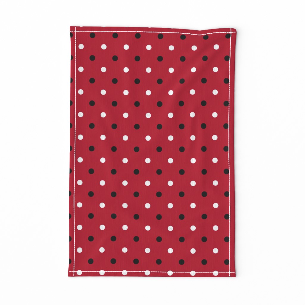 Red and black team color polka dot red background