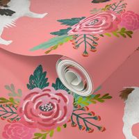 papillon coral flowers les fleurs fabric cute dog breed fabric cute dogs fabric papillons dogs fabric