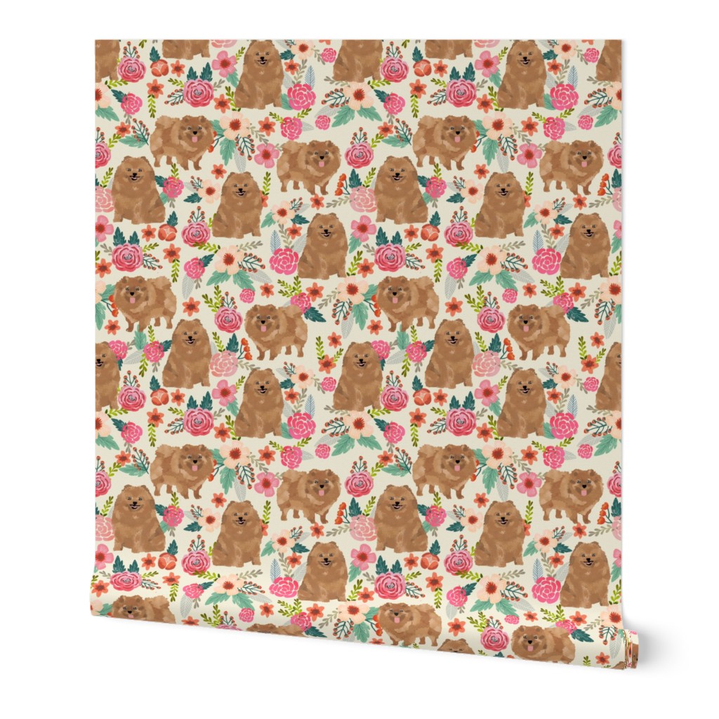 pomeranian cute pom dog cute pom pom dog design sweet pom dogs fabric florals pom fabric