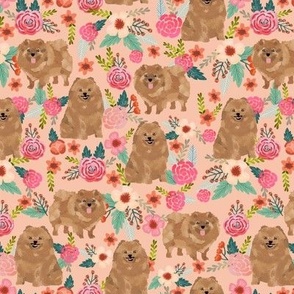 pomeranian dog fabric cute peach color fabric pom dog fabric pom pom toy breed dog fabric sweet spitz dog fabric
