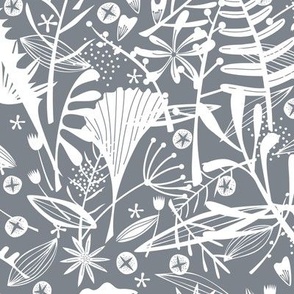 Botanical Silhouettes Silver Gray