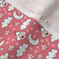 Romantic dreams and sleepy night moon clouds starts and angels for christmas pink XS