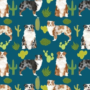 australian shepherds cactus fabric cute aussie dog fabric cactus design sweet aussies fabric best australian shepherds dogs