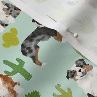 australian shepherds dog cute cactus fabric mint dogs blue merle red merle dog fabric cute aussie dog gift fabrics