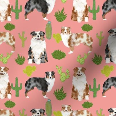 australian shepherds dogs cactus cute peach blush cactus design best dog fabric red merle aussie fabric blue merle fabrics