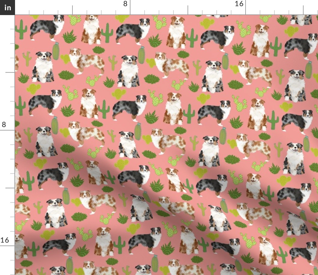 australian shepherds dogs cactus cute peach blush cactus design best dog fabric red merle aussie fabric blue merle fabrics