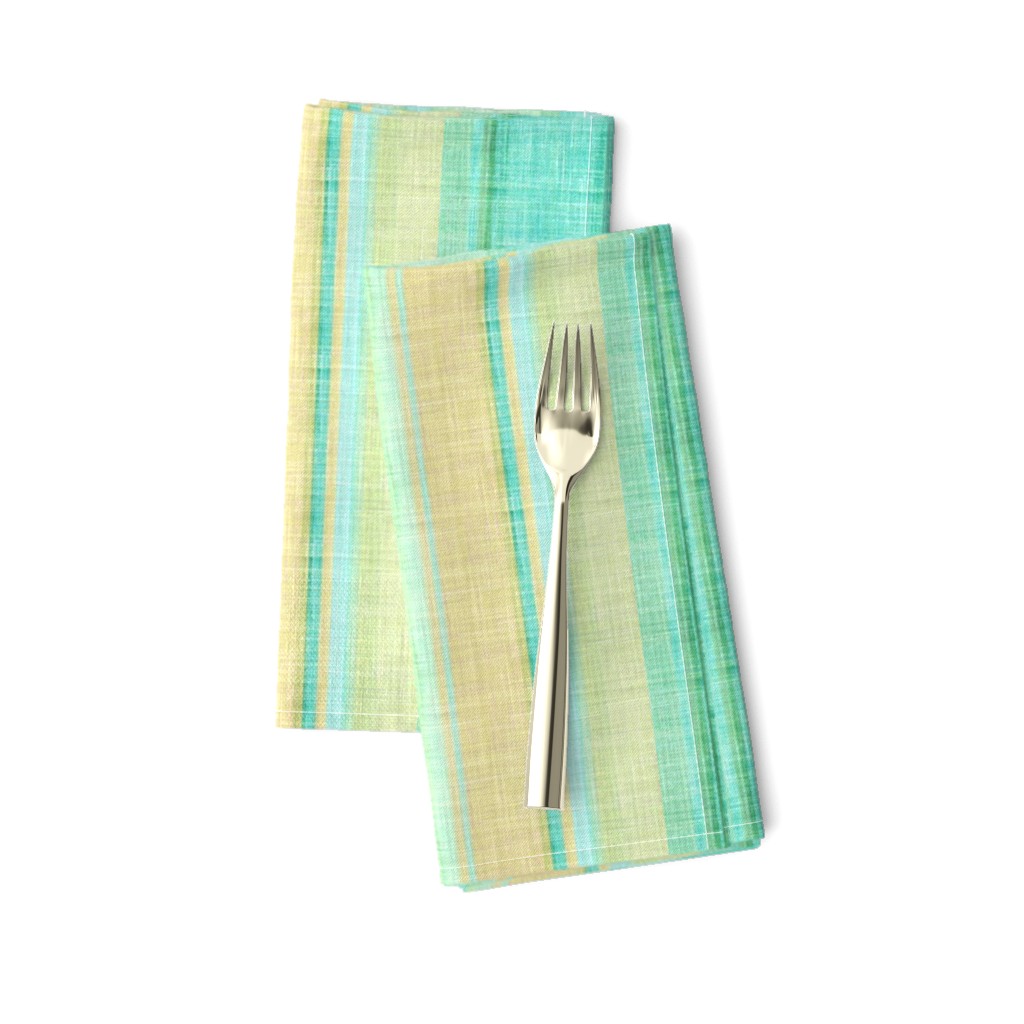 Doll Beach Stripe vertical faux linen in aqua