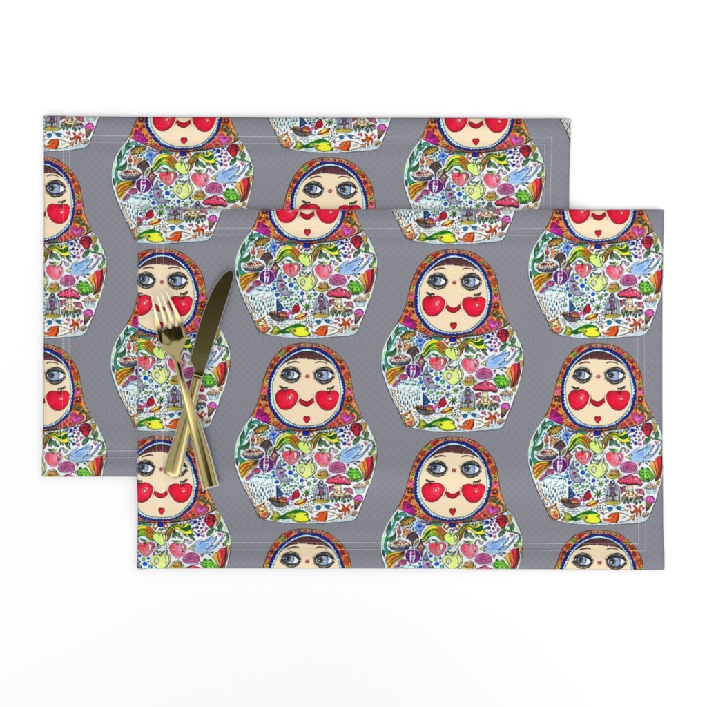 Aug2016Apples, Cheeks Like Apples matryoshka doll, large scale, gray grey colorful