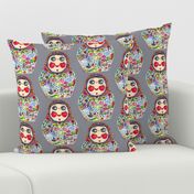 Aug2016Apples, Cheeks Like Apples matryoshka doll, large scale, gray grey colorful