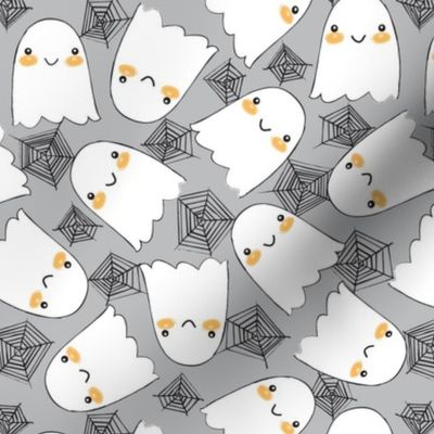 Halloween ghosts-and-webs-on-grey