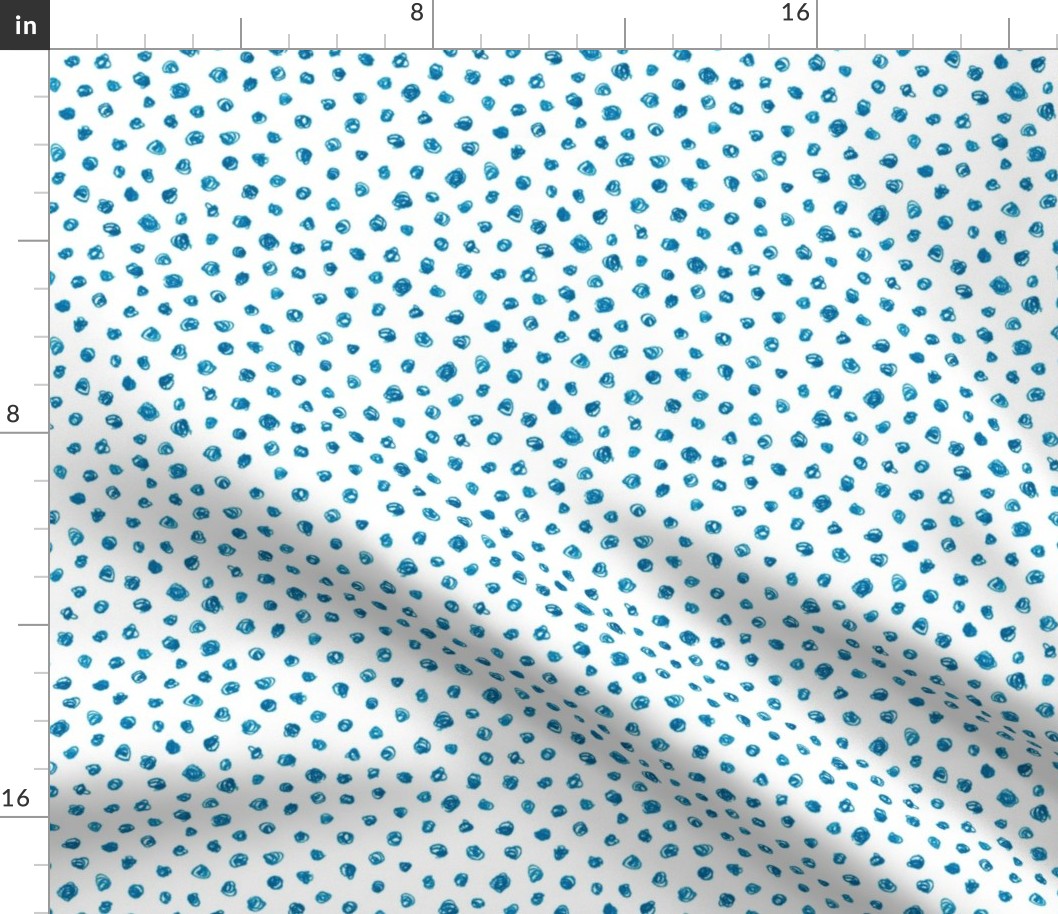 bright blue crayon polkadots