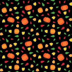 Pumpkins & Leaves - Black