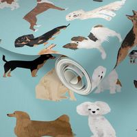 dogs light blue lots of breeds dog breed fabric cute dogs best dog fabric dog quilts dog gifts cute dog lover fabric