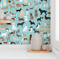 dogs light blue lots of breeds dog breed fabric cute dogs best dog fabric dog quilts dog gifts cute dog lover fabric