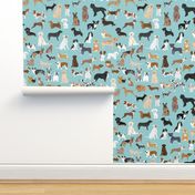 dogs light blue lots of breeds dog breed fabric cute dogs best dog fabric dog quilts dog gifts cute dog lover fabric