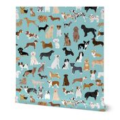 dogs light blue lots of breeds dog breed fabric cute dogs best dog fabric dog quilts dog gifts cute dog lover fabric