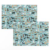 dogs light blue lots of breeds dog breed fabric cute dogs best dog fabric dog quilts dog gifts cute dog lover fabric