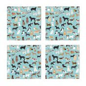 dogs light blue lots of breeds dog breed fabric cute dogs best dog fabric dog quilts dog gifts cute dog lover fabric