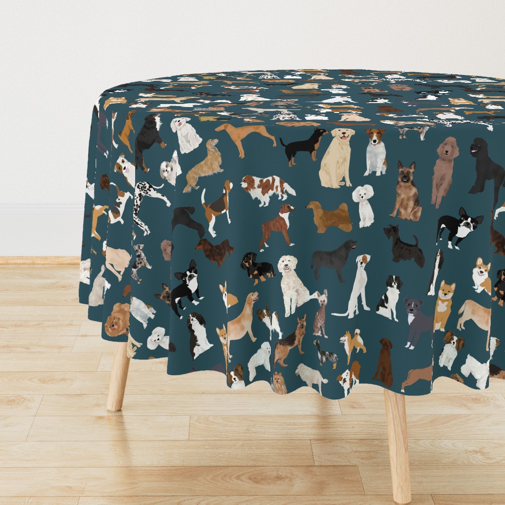 EXTRA LARGE dogs dark navy blue dog fabric lots of breeds cute dogs best dog fabric best dogs cute dog breed design dog owners will love this cute dog fabric