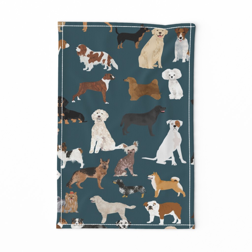 EXTRA LARGE dogs dark navy blue dog fabric lots of breeds cute dogs best dog fabric best dogs cute dog breed design dog owners will love this cute dog fabric