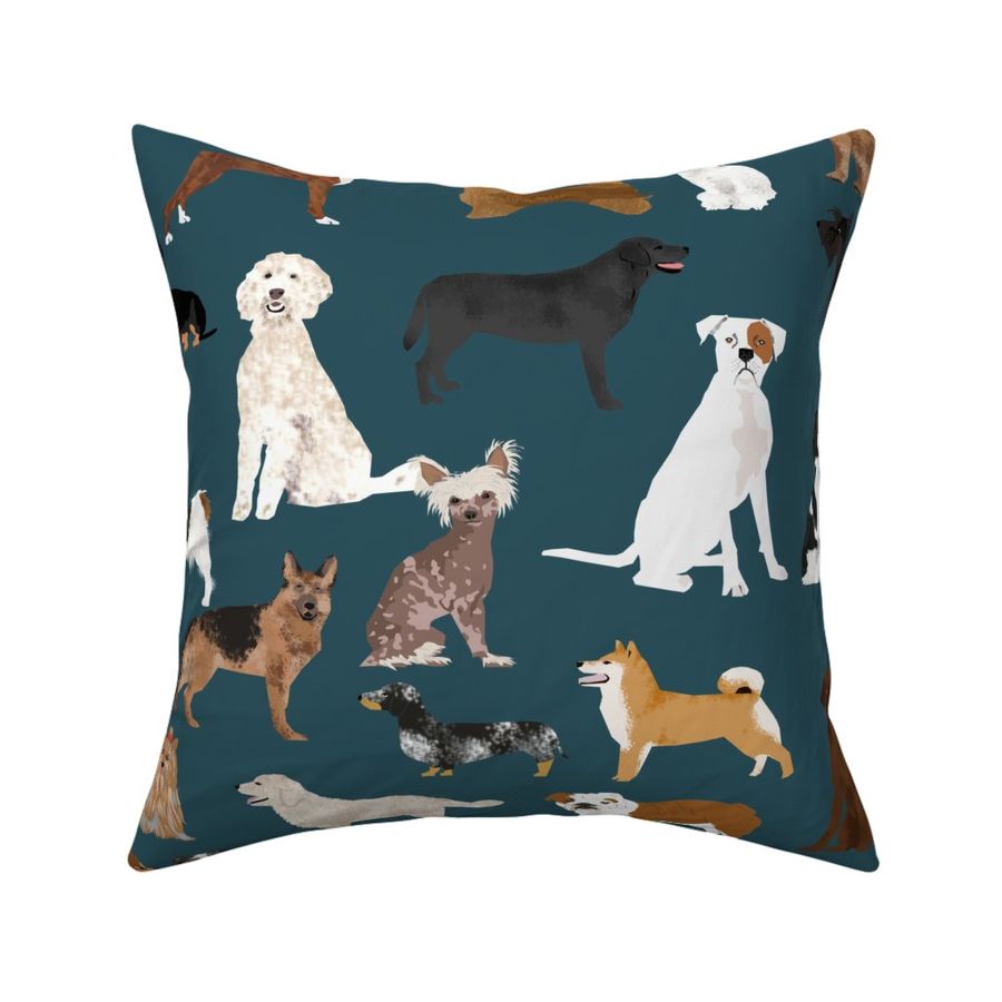 EXTRA LARGE dogs dark navy blue dog fabric lots of breeds cute dogs best dog fabric best dogs cute dog breed design dog owners will love this cute dog fabric