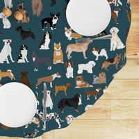 EXTRA LARGE dogs dark navy blue dog fabric lots of breeds cute dogs best dog fabric best dogs cute dog breed design dog owners will love this cute dog fabric