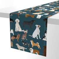 EXTRA LARGE dogs dark navy blue dog fabric lots of breeds cute dogs best dog fabric best dogs cute dog breed design dog owners will love this cute dog fabric