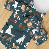 EXTRA LARGE dogs dark navy blue dog fabric lots of breeds cute dogs best dog fabric best dogs cute dog breed design dog owners will love this cute dog fabric