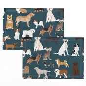 EXTRA LARGE dogs dark navy blue dog fabric lots of breeds cute dogs best dog fabric best dogs cute dog breed design dog owners will love this cute dog fabric