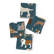 EXTRA LARGE dogs dark navy blue dog fabric lots of breeds cute dogs best dog fabric best dogs cute dog breed design dog owners will love this cute dog fabric