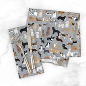 dogs grey fabric cute dog design best dogs grey fabric dogs dog breed fabric dog print dog pattern best dog design