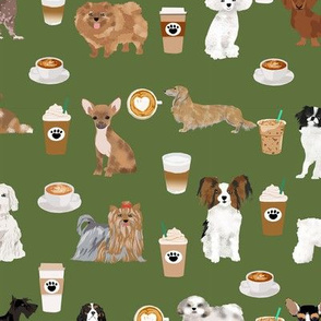 dogs coffee green cute latte cafe coffees best coffee fabric dogs dog breed fabrics 