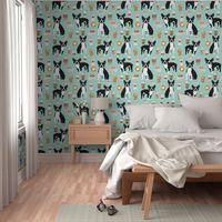 boston terrier dog dogs coffee fabric mint dog fabric sweet dogs fabric dog fabric