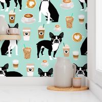 boston terrier dog dogs coffee fabric mint dog fabric sweet dogs fabric dog fabric