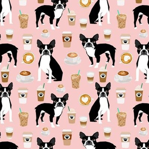 boston terrier pink coffees coffee dog fabric latte fabric cute bostons dog fabric best dog fabric latte