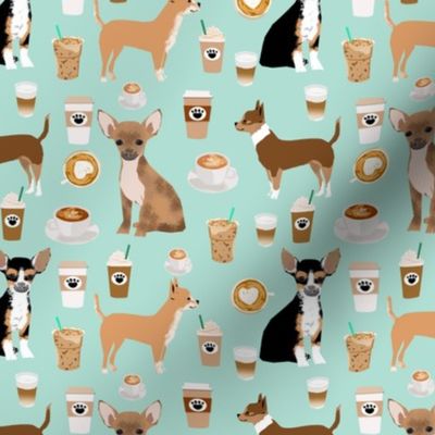 chihuahua dogs fabric cute mint coffee fabric best chihuahuas dog fabric