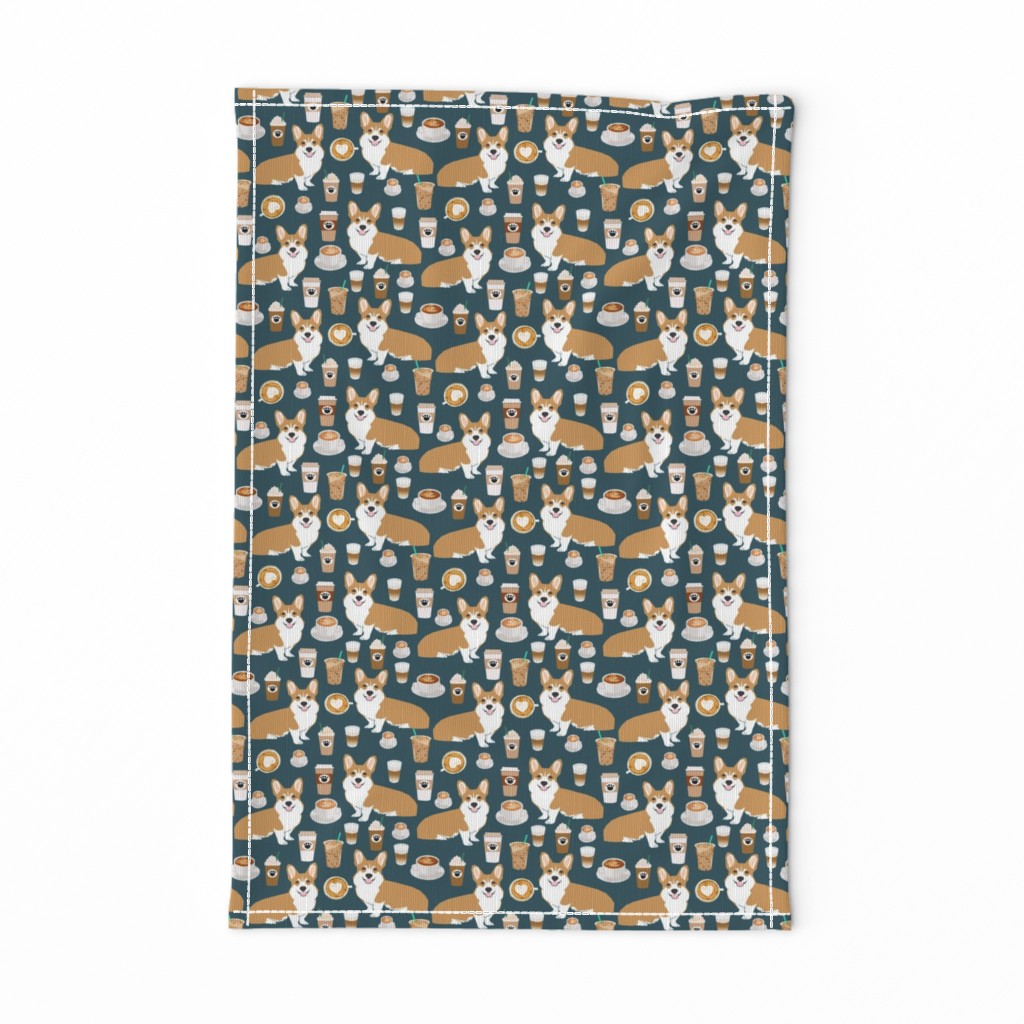 corgi and coffees fabric cute corgi dog fabric coffee cafe latte fabrics cute coffee psl fabrics