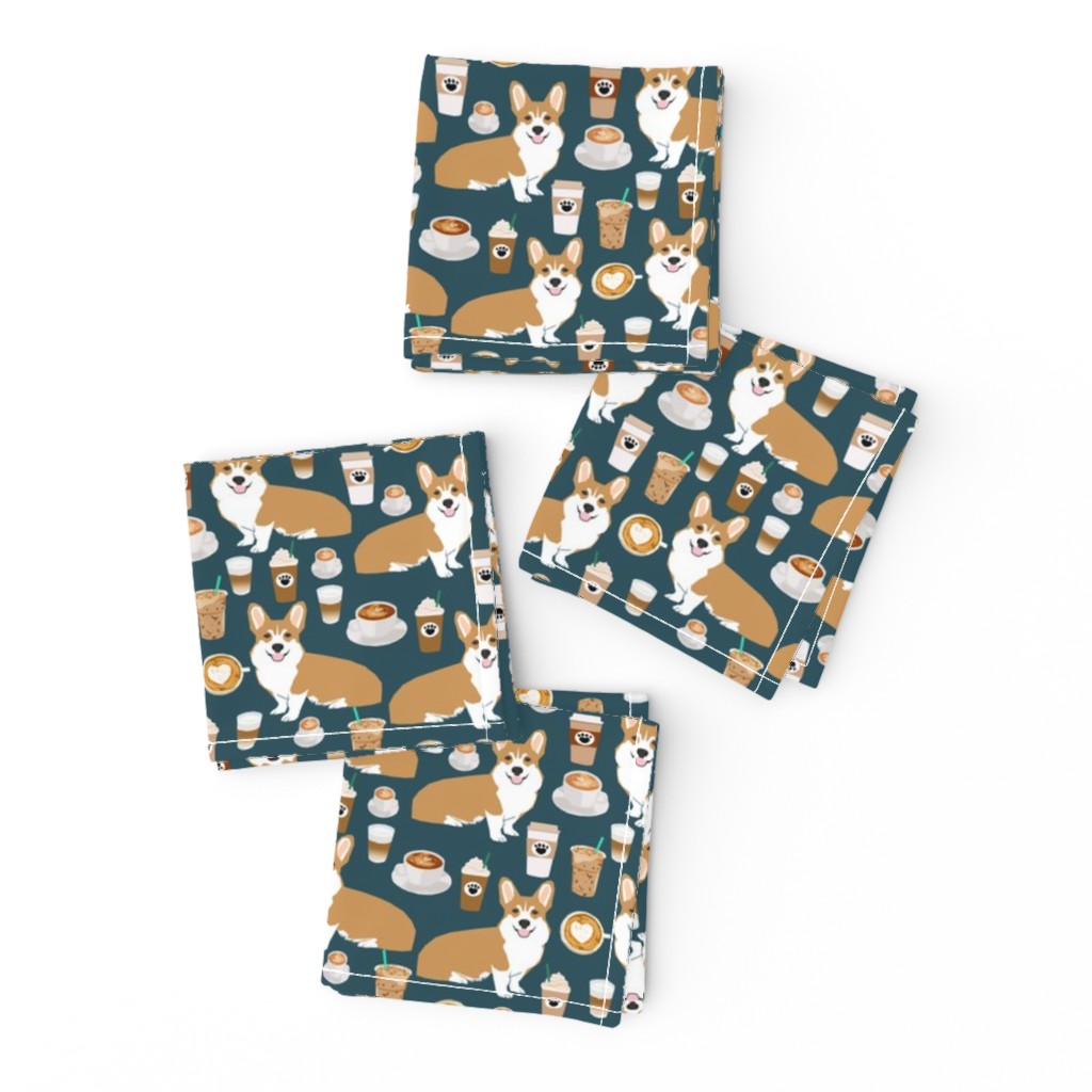 corgi and coffees fabric cute corgi dog fabric coffee cafe latte fabrics cute coffee psl fabrics